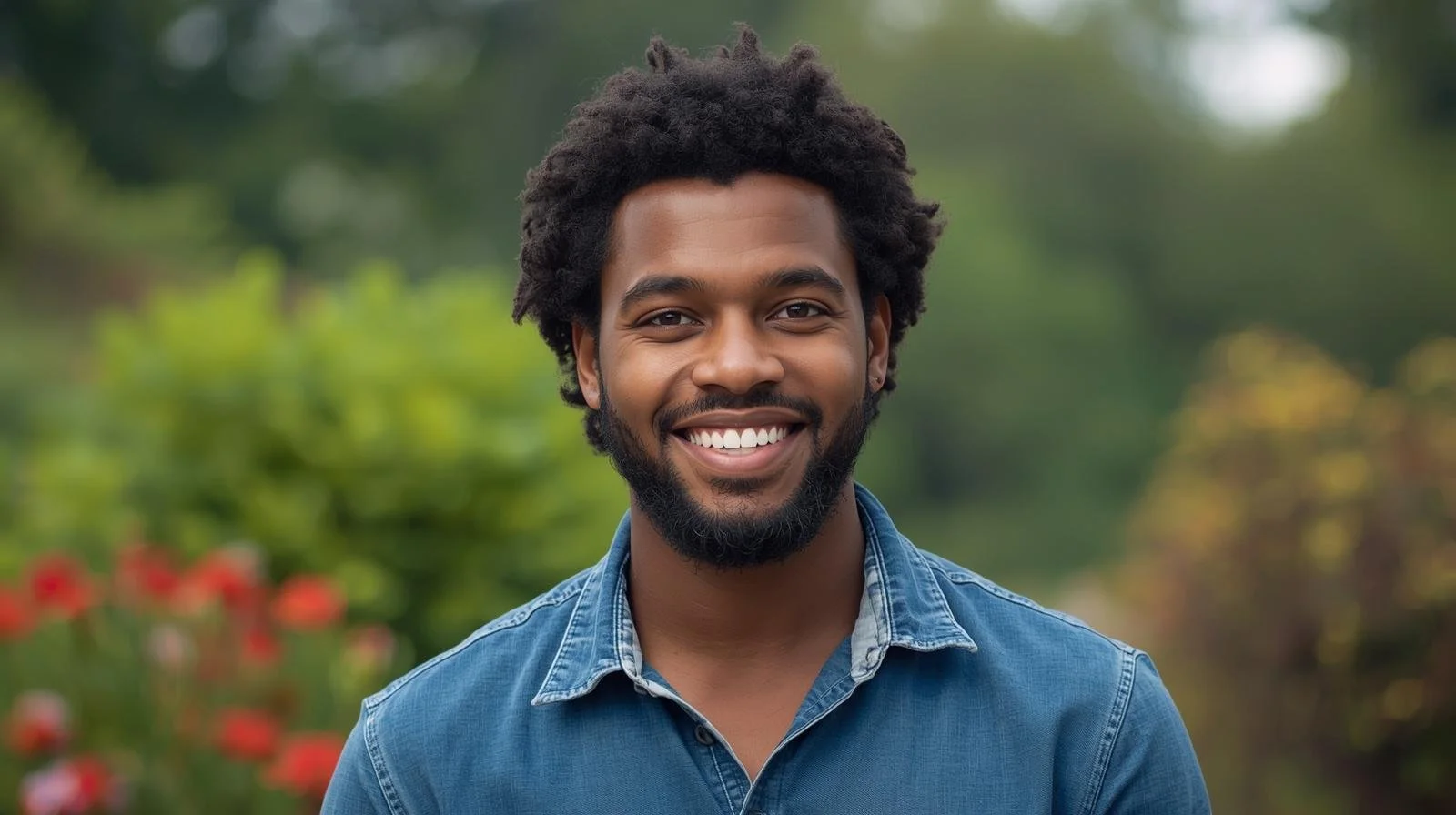 non-white man 30's smiling nature scene looks like a photo.jpg