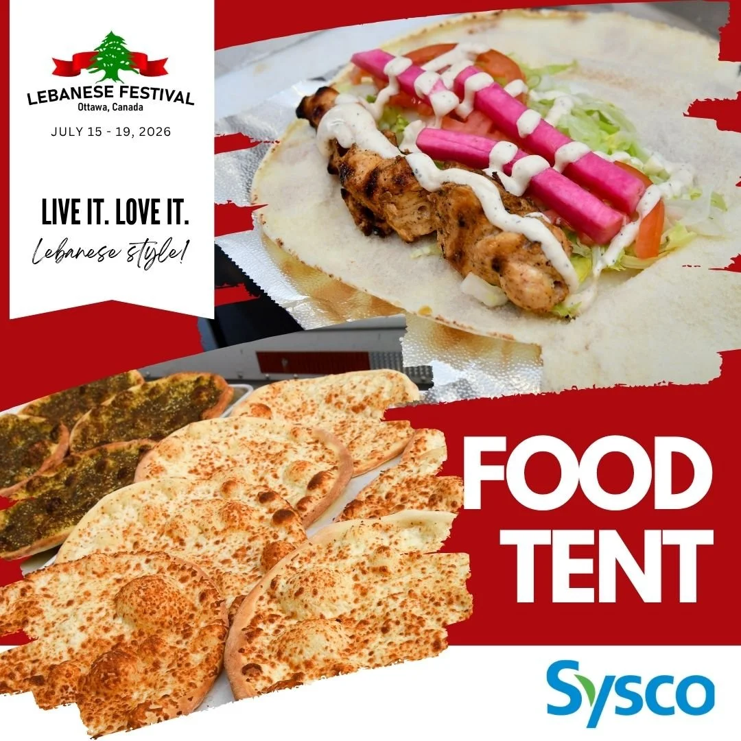 The @syscocanada Food Tent!

Savour the rich and vibrant flavours of authentic Lebanese cuisine, where every dish is crafted with passion and tradition. Begin your culinary journey with classic favourites like creamy hummus, fresh and zesty tabouli, 