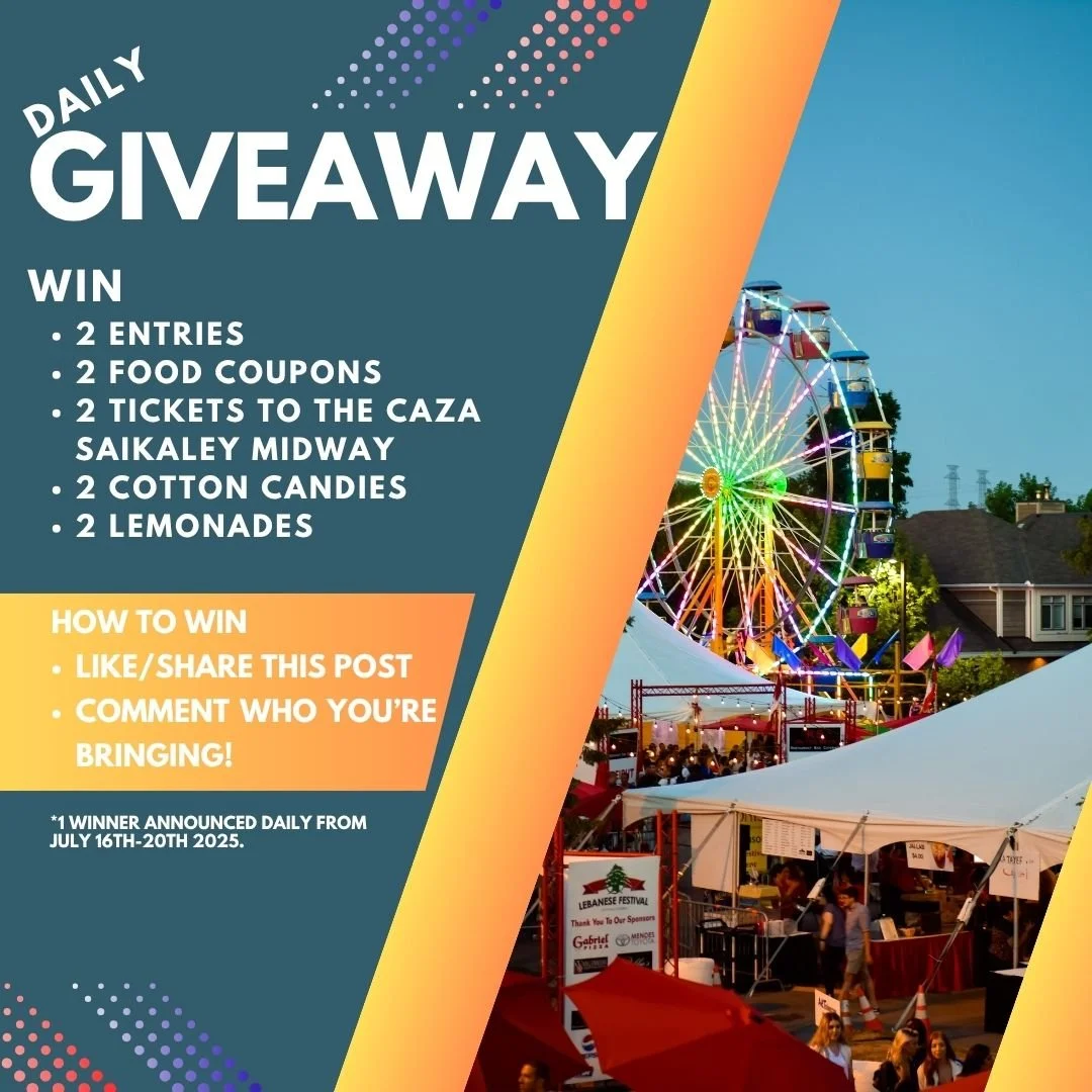 🎉 THE ULTIMATE FESTIVAL GIVEAWAY! 🎉

Win the ultimate Ottawa Lebanese Festival experience for you and a friend&mdash;we're covering your day (or night)!

HOW TO ENTER:
❤️ Like this post
📲 Share this post
👇 Comment who you're bringing

YOU COULD W