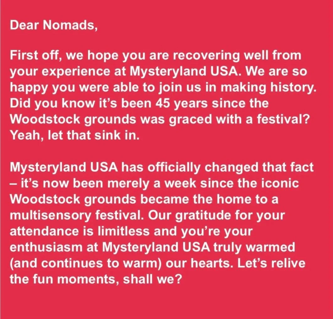 Image of Mysteryland USA email newsletter