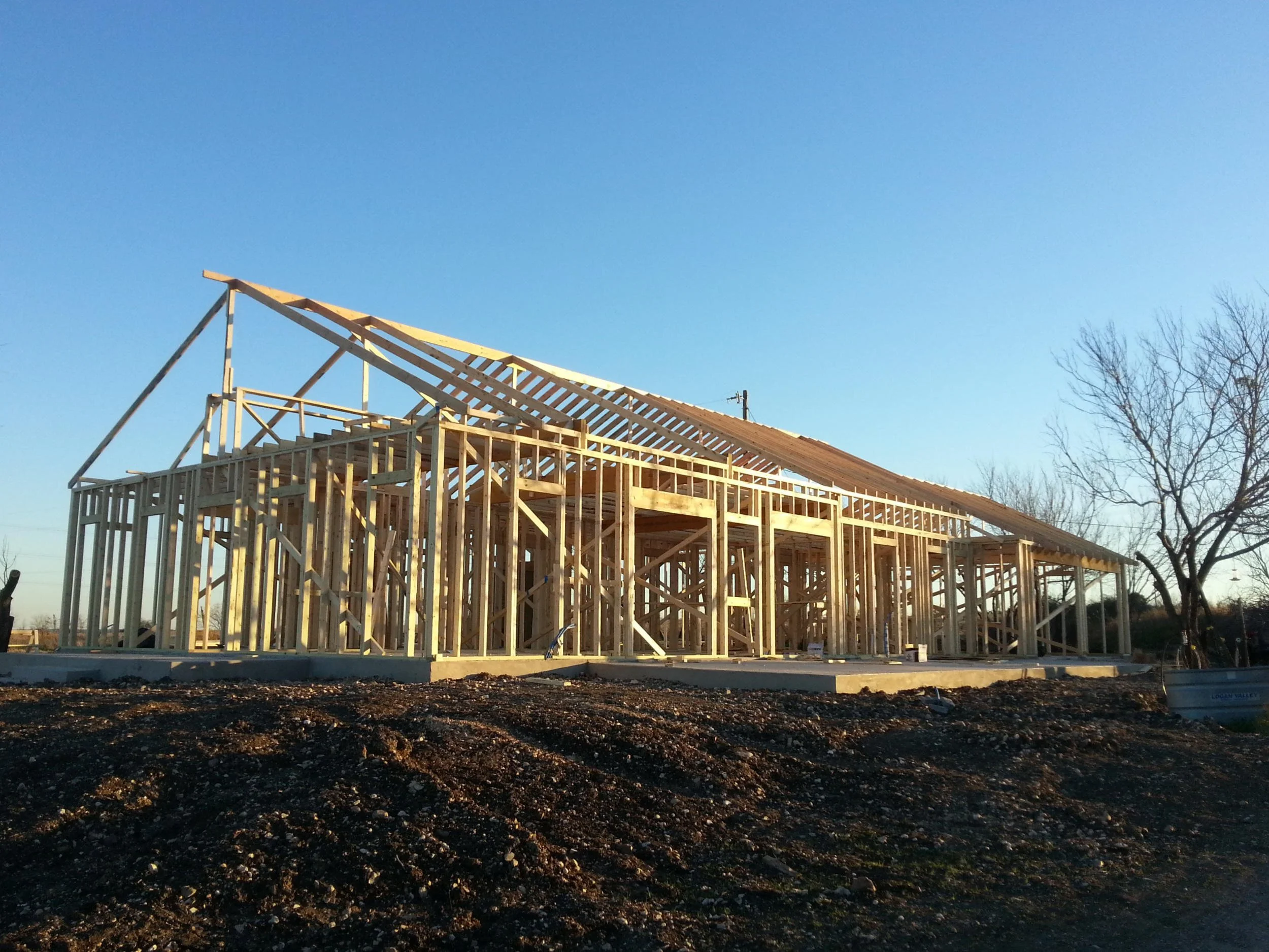 Framing phase of house construction