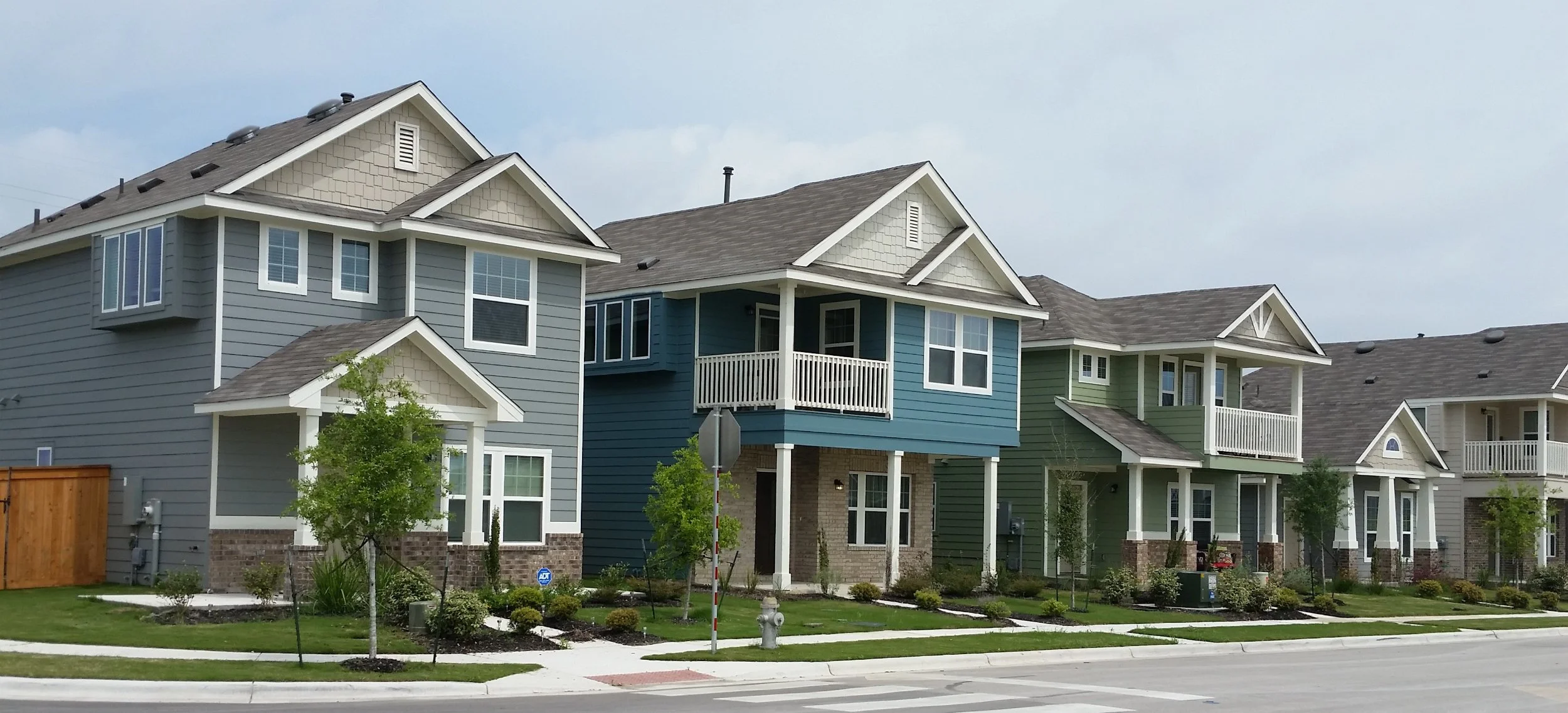 Row of houses in a new subdivision