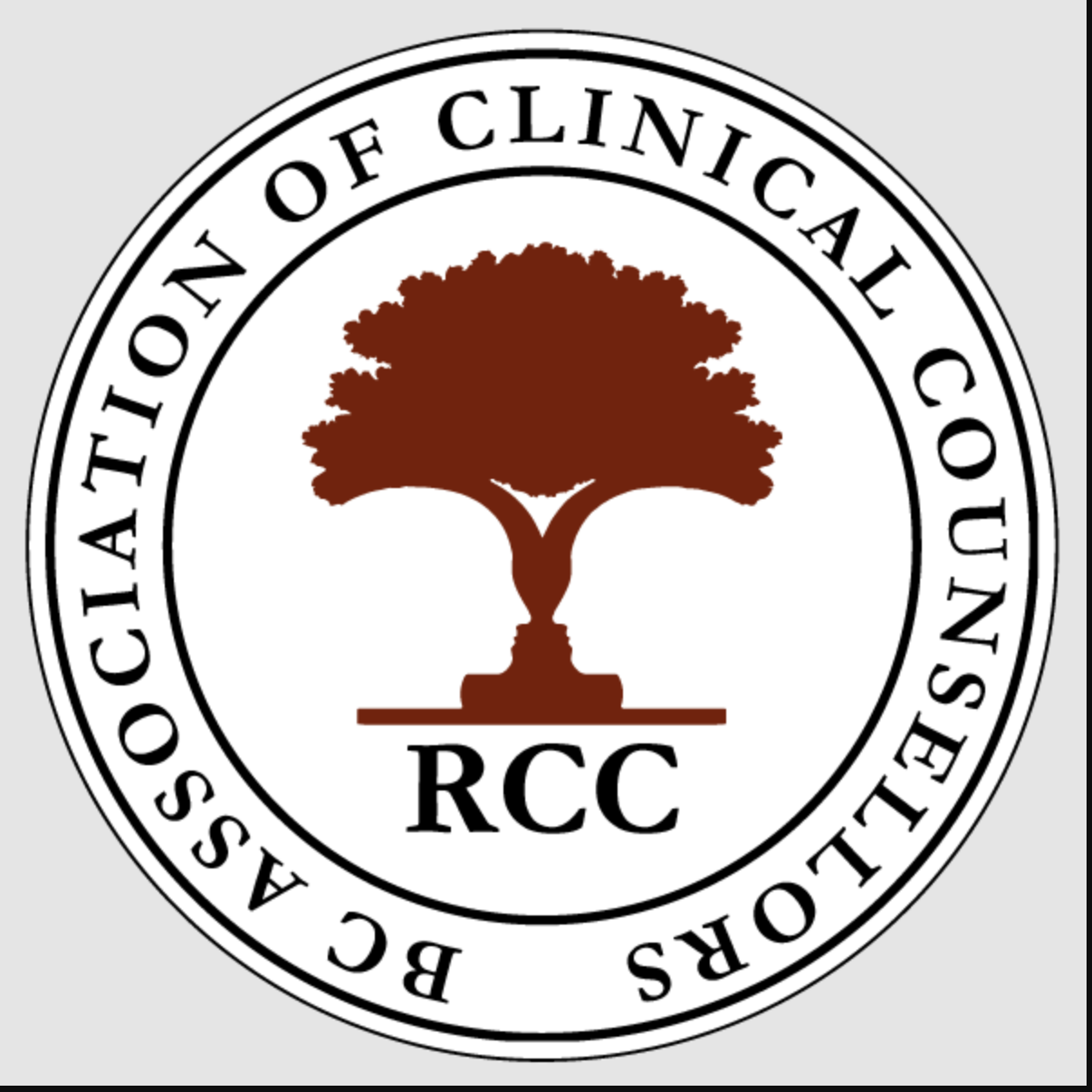 Round logo with a tree in the center and the text 'Bahat ion of Clinical Count Drs' around the edge and 'RCC' below the tree.