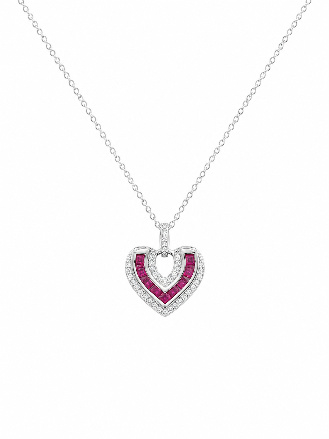 Ruby Heart Pendant Necklace