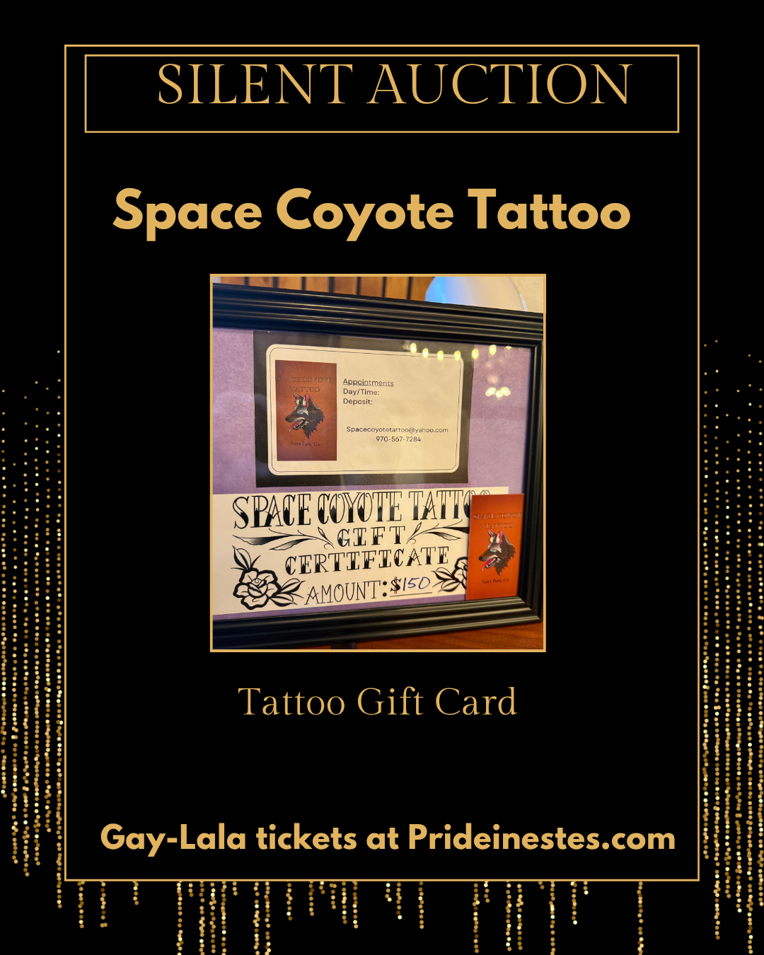 Space Coyote Tattoo Gift Card Silent Auction Item