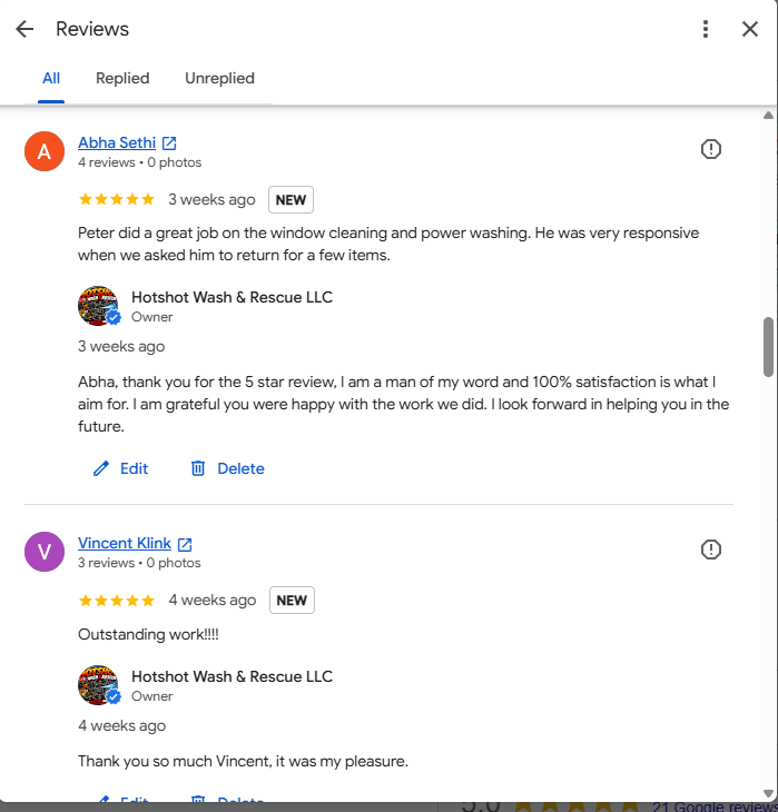Google review on window cleaning