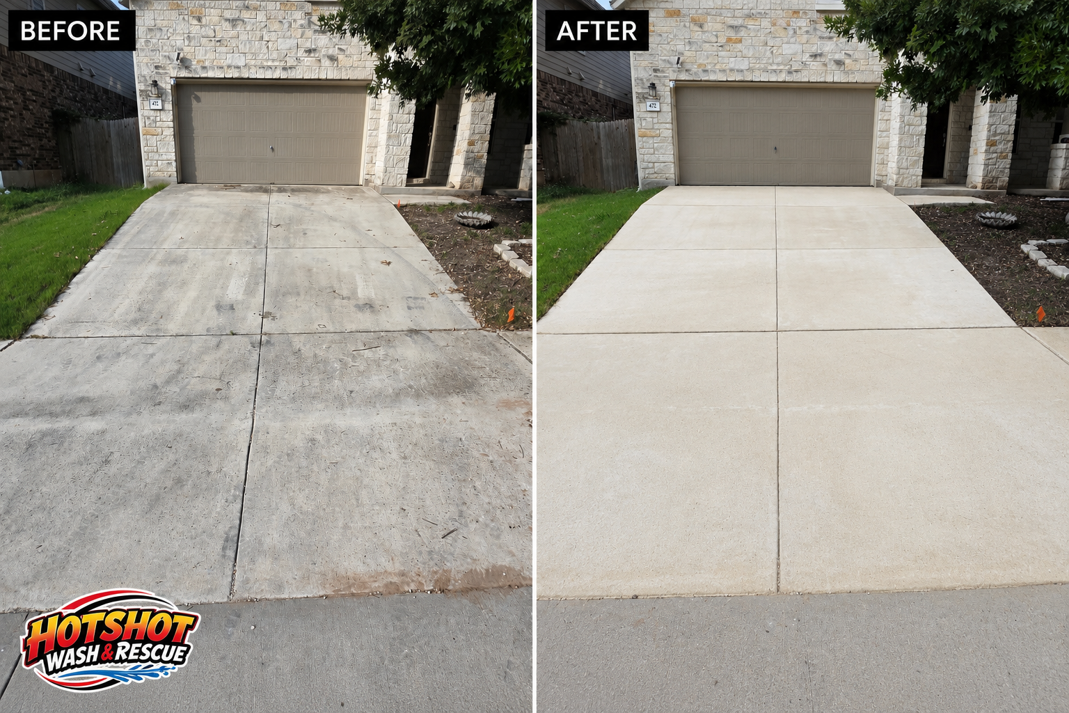 Georgetown local driveway before and after