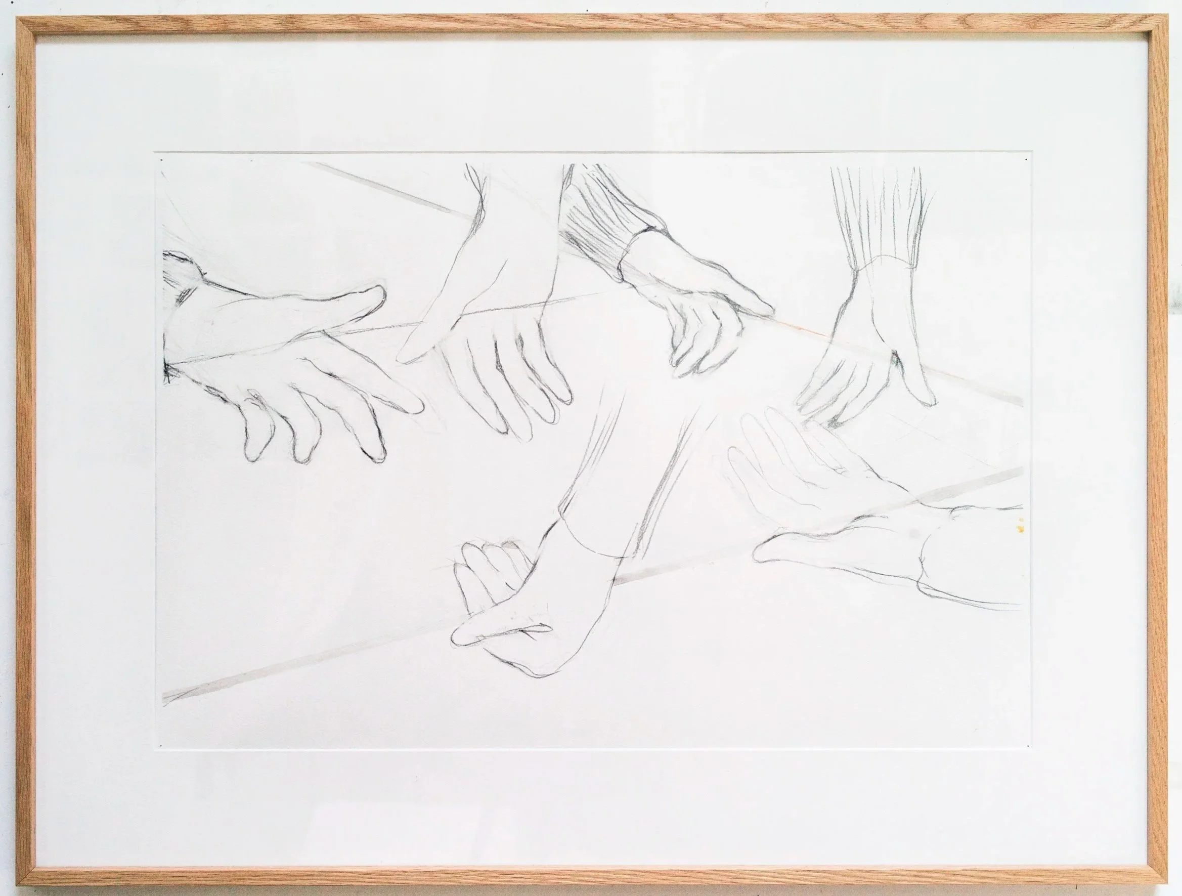*Hands Holding Lines 3*, 2025. Technique mixte / 62 x 82 cm (cadre inclus).