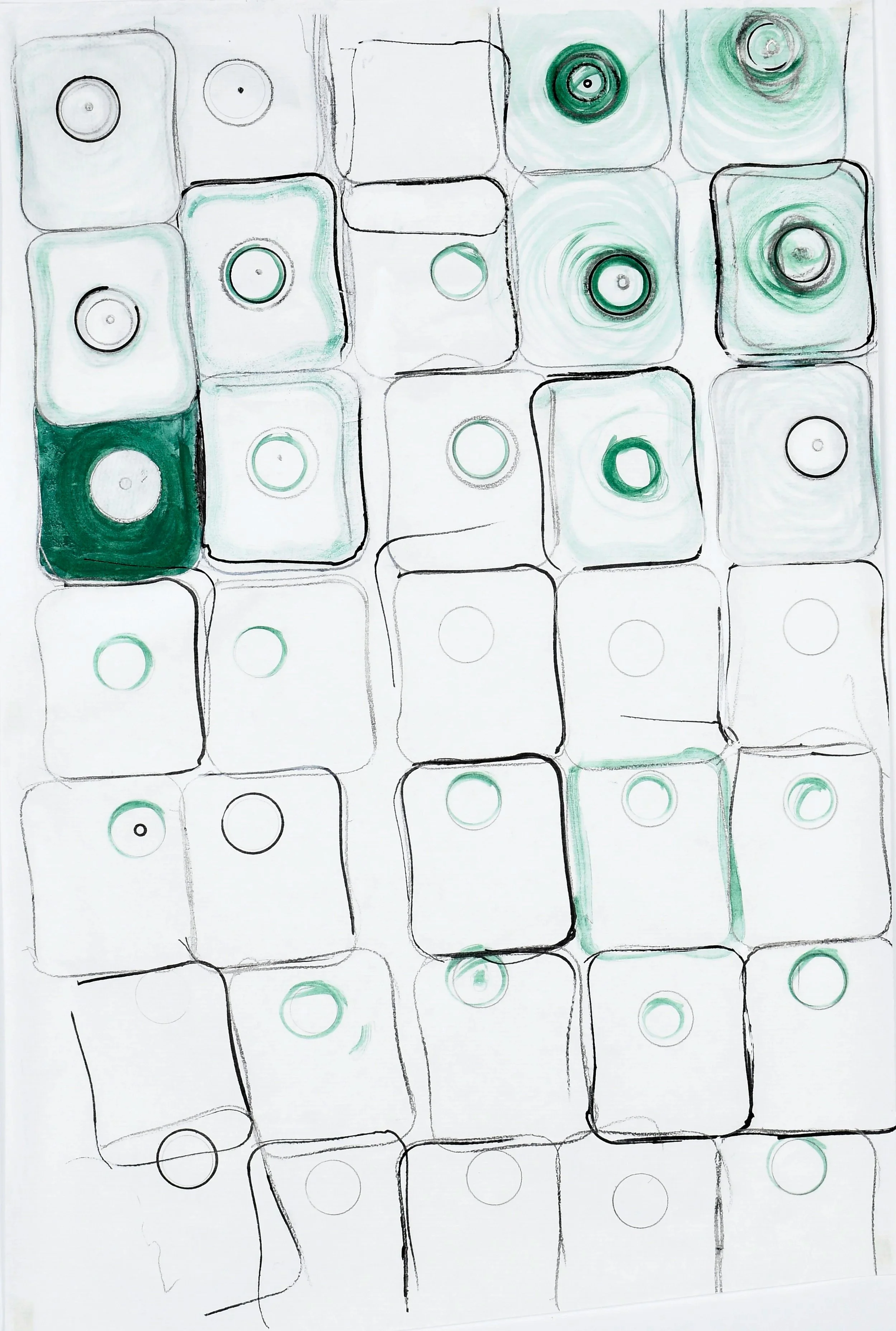 *Valise d’eau*, 2021. Crayon et pigment à l’eau sur papier craft blanc / 50 x 80 cm.