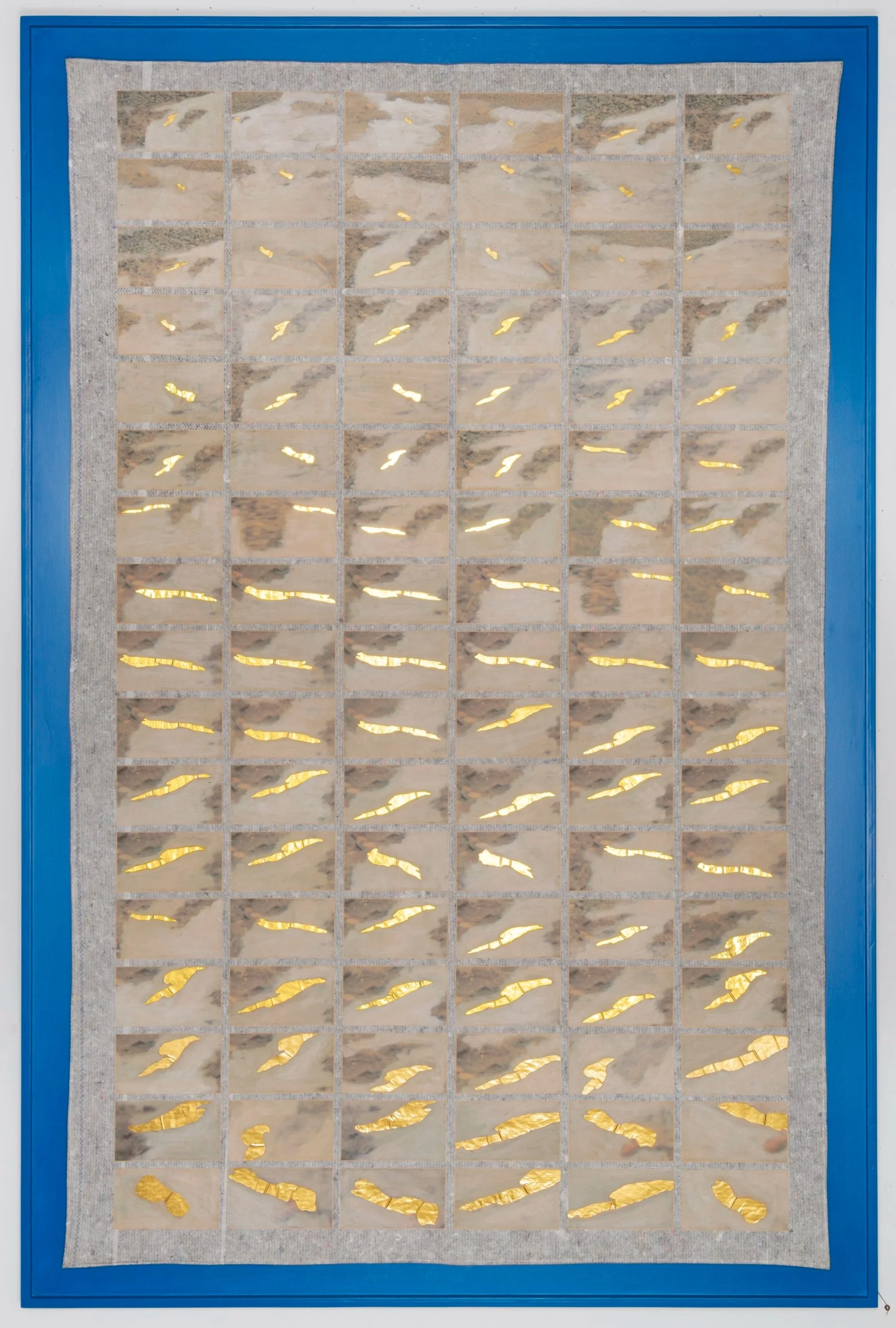 *Pankow-Or* 2021. Collage, technique mixte / 189,5 x 122 × 4 cm (cadre inclus).