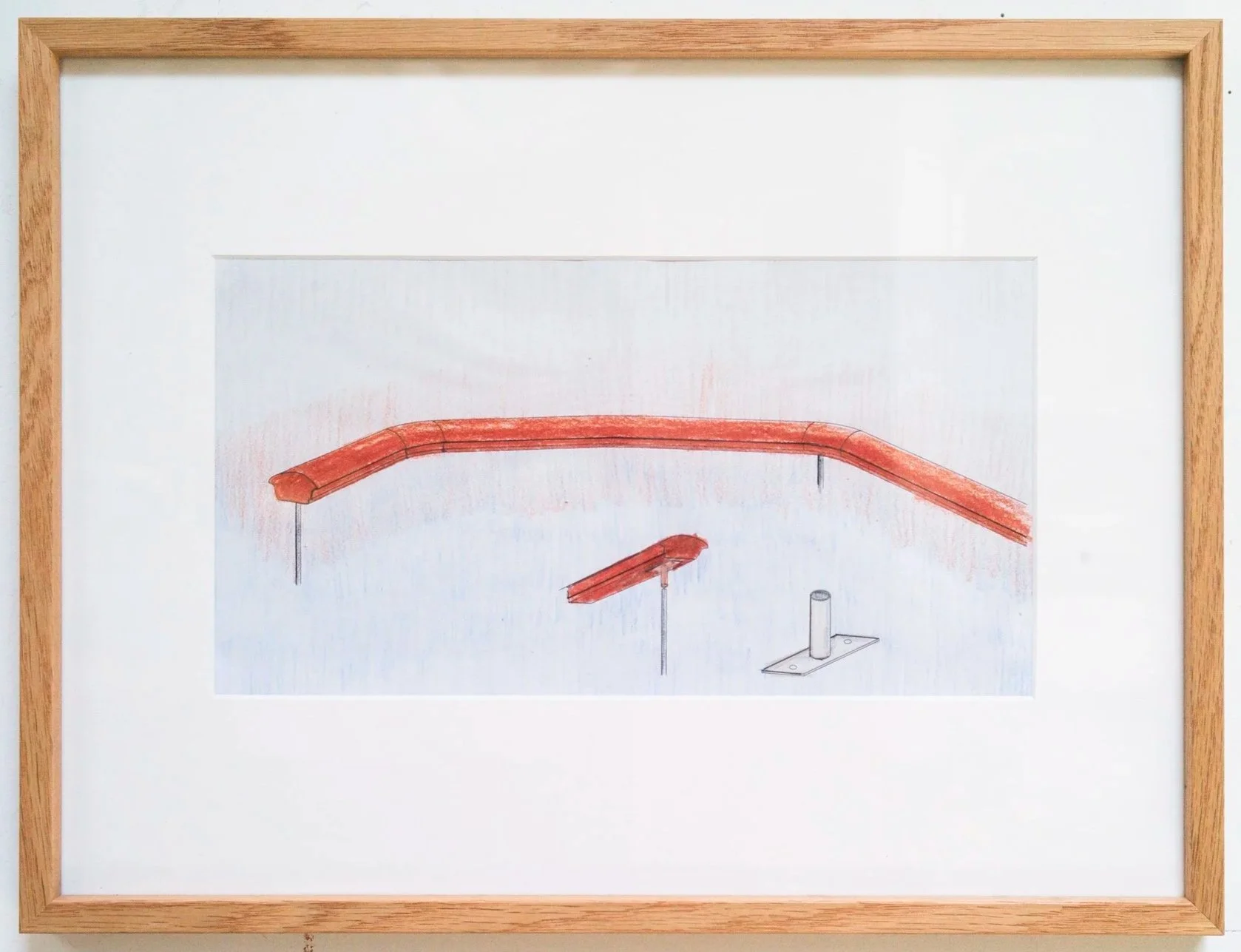 *Handrail-Detail*, 2022. Technique mixte / 32 x 42 cm (cadre inclus).