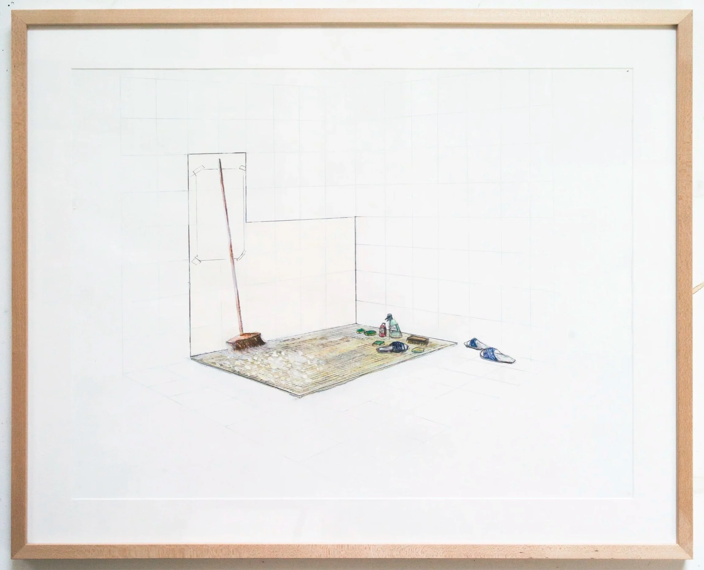 *Bathroom* 2024. Technique mixte / 77,5 cm (cadre inclus).