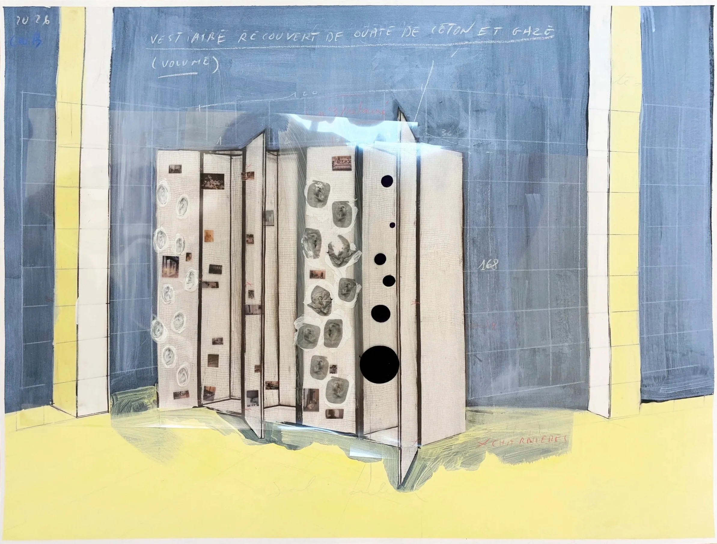 *Night Work*, 2026. Technique mixte / 49 x 64 cm.