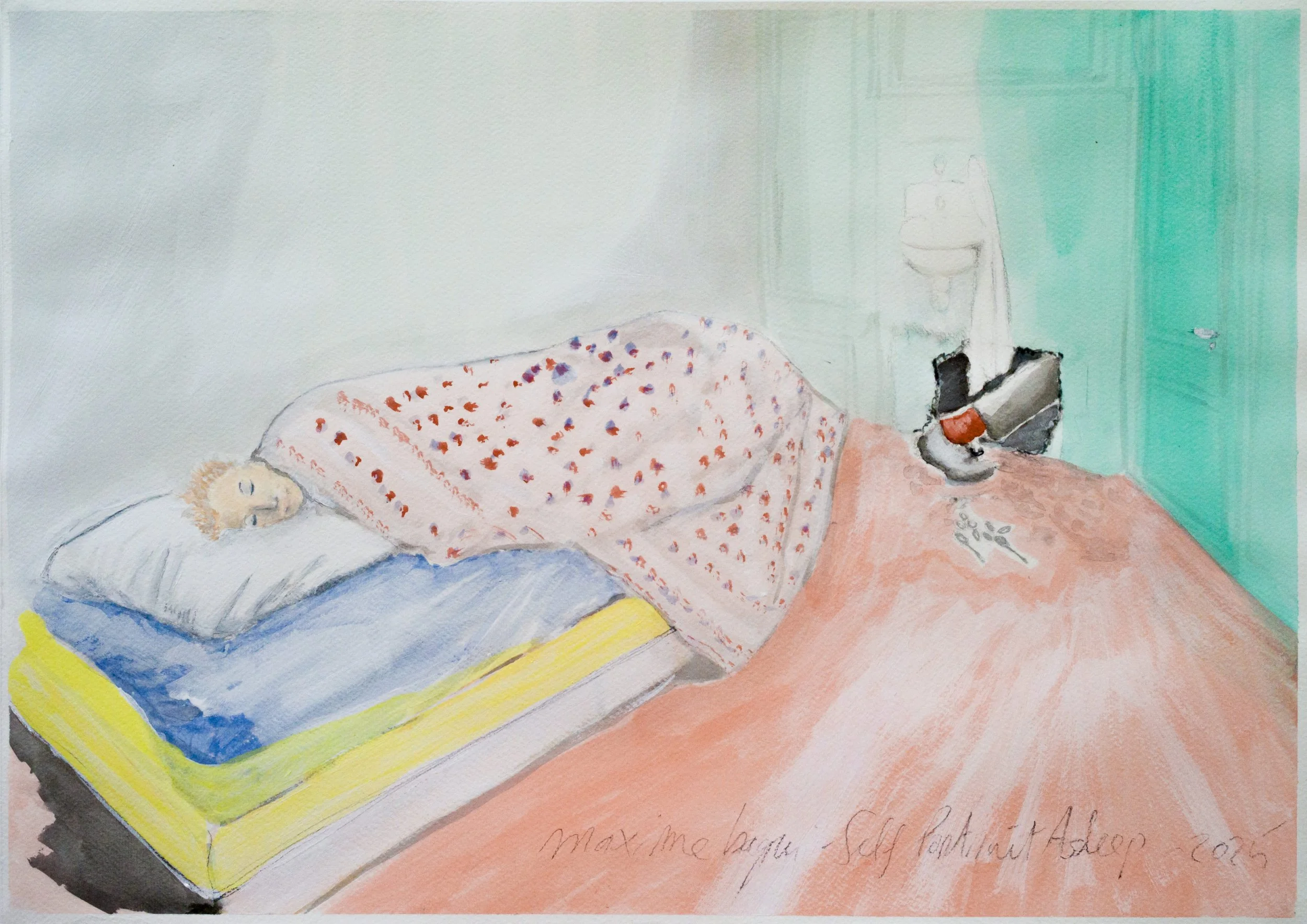 *Self Portrait Asleep*, technique mixte, 43 x 62,5 cm / 2026