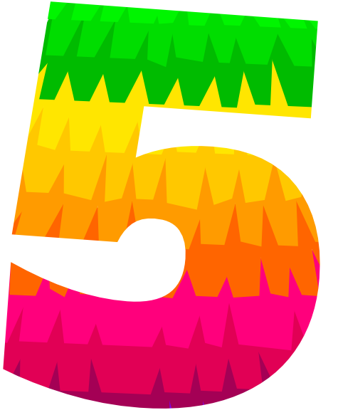 Colorful, jagged text in rainbow gradient colors from green at the top to pink at the bottom.