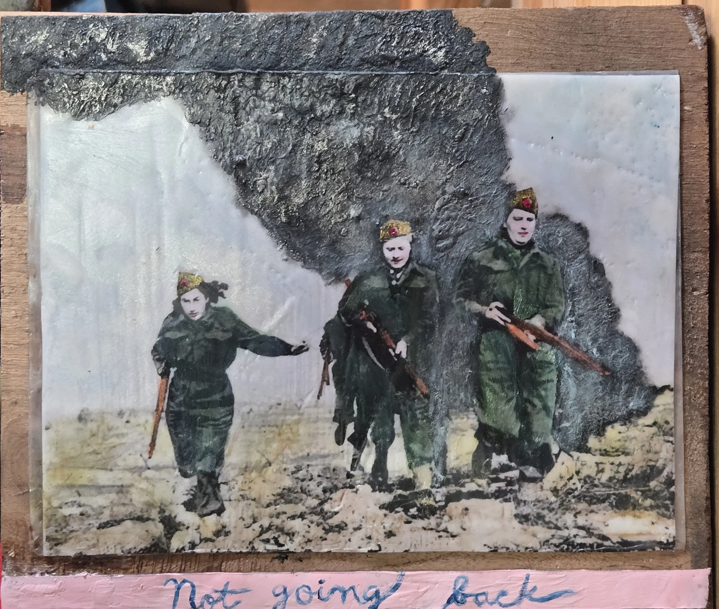 Not going back
Encaustic/oil on wood
2025