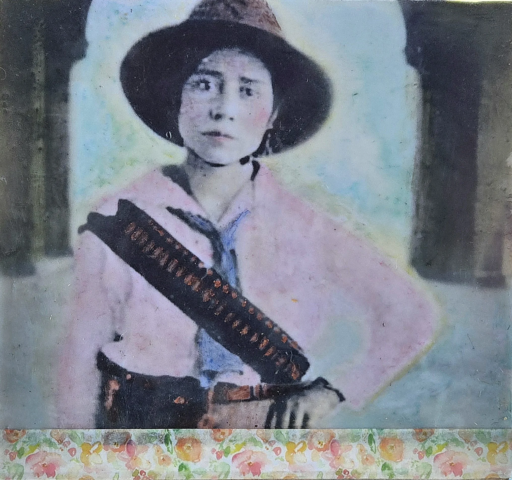 ¡Adelante!
Encaustic/oil/ribbon on wood
2025