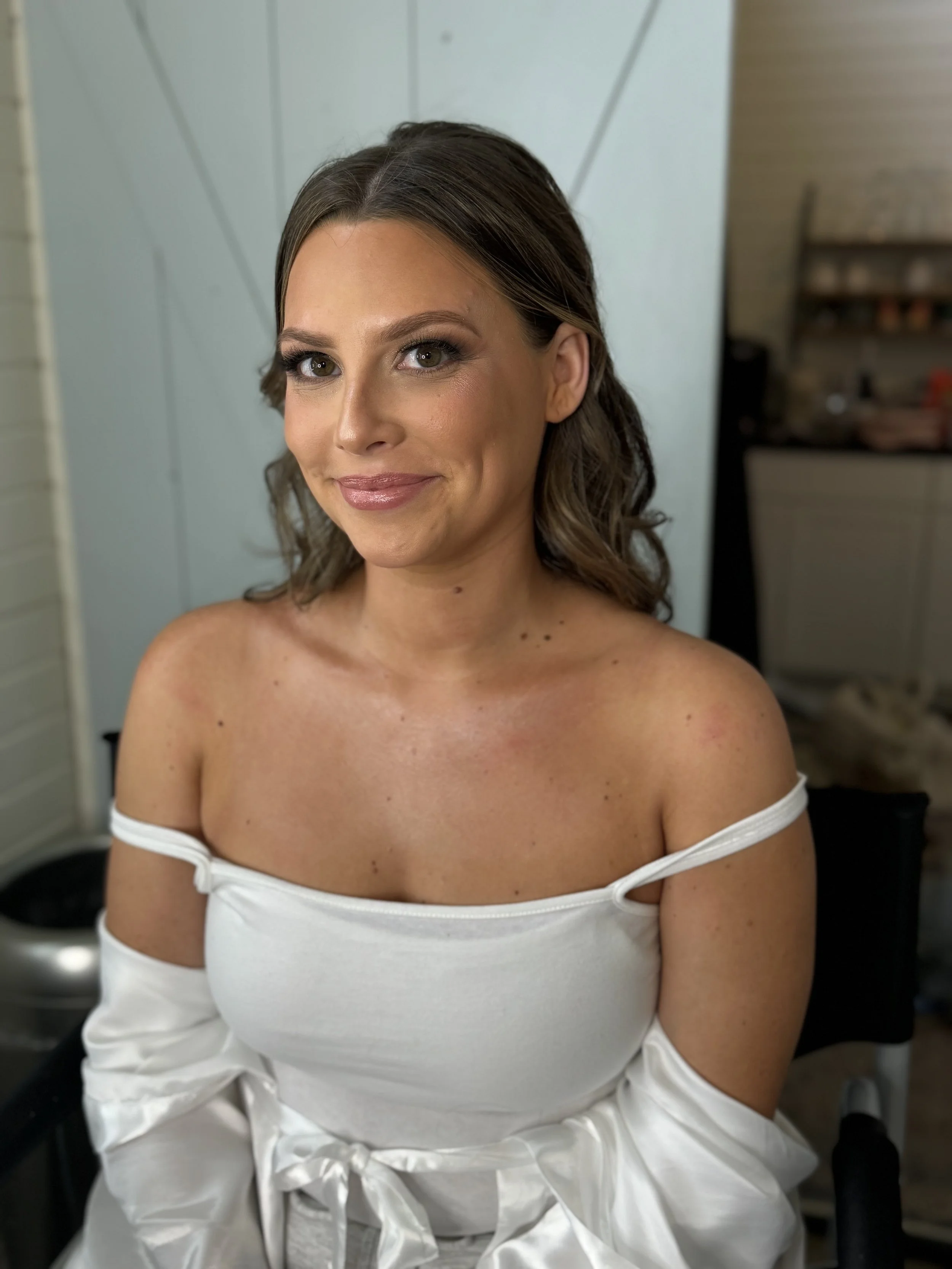 On location bridal hair and makeup at a Lake Geneva wedding