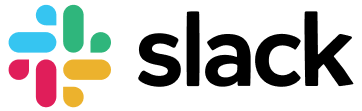 Slack logo with colorful hashtag icon and black text