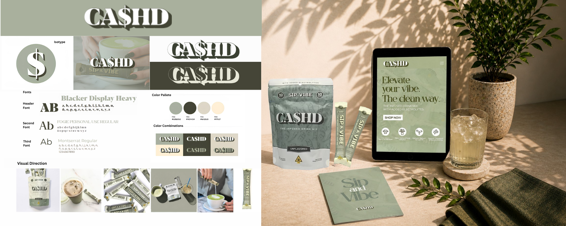 CA$HD brand style guide, packaging design, website mockup, visual identity system, and marketing assets created by Maison Marketing House