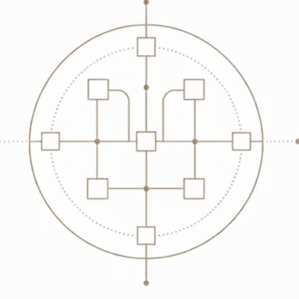A digital circuit diagram with interconnected gates and components within a circular boundary.