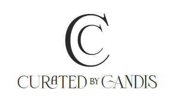 Logo with a large stylized letter C overlapping with another C, followed by the text 'Curated by Candis' in a serif font.