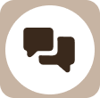 Two speech bubbles icon on a gray background