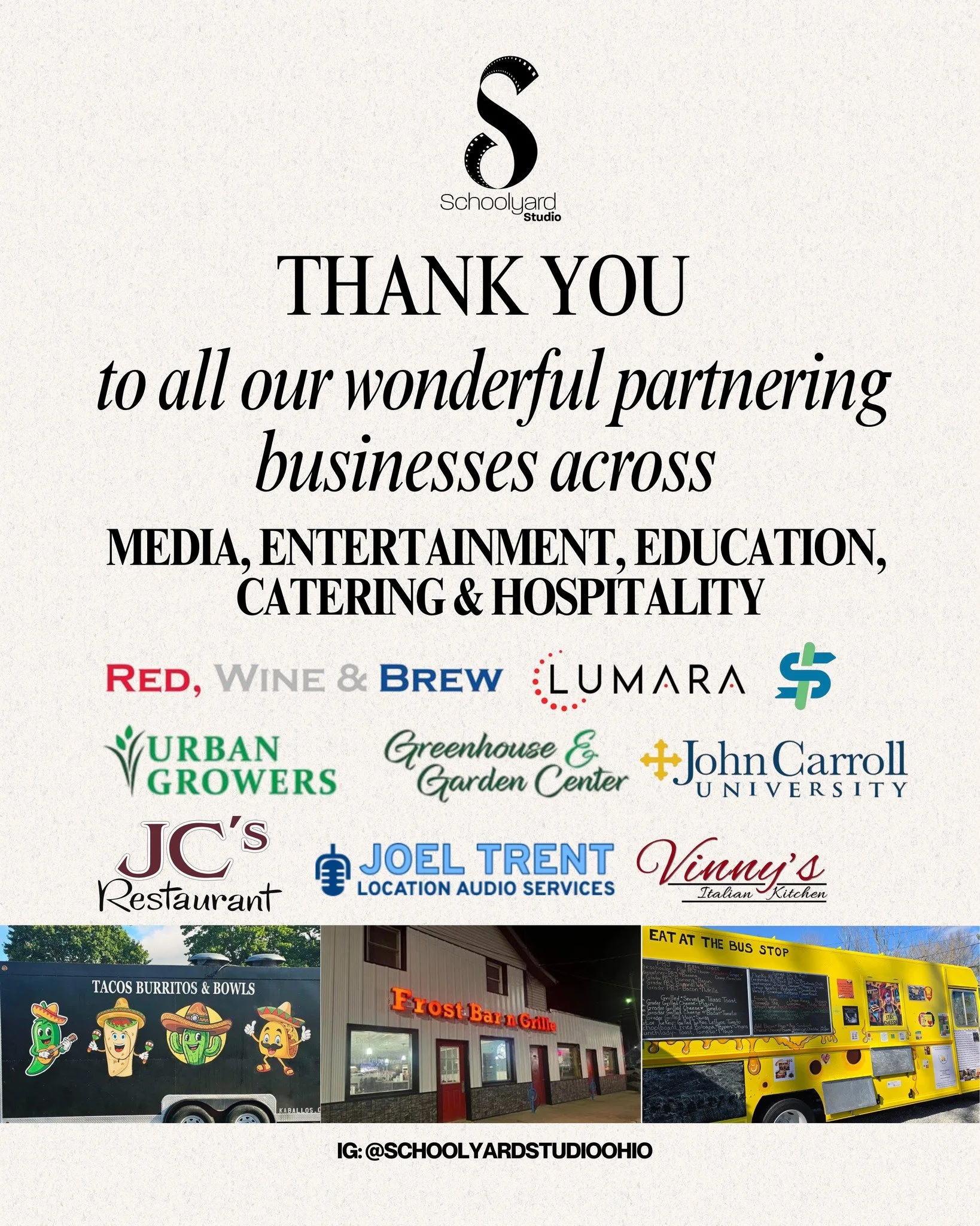 Schoolyard Shoutout &amp; Thank you! Behind every great production is a community that makes it possible. 🎬🤝
At Schoolyard Studio, we're proud to collaborate with an incredible network of partners across media, education, entertainment, catering, h