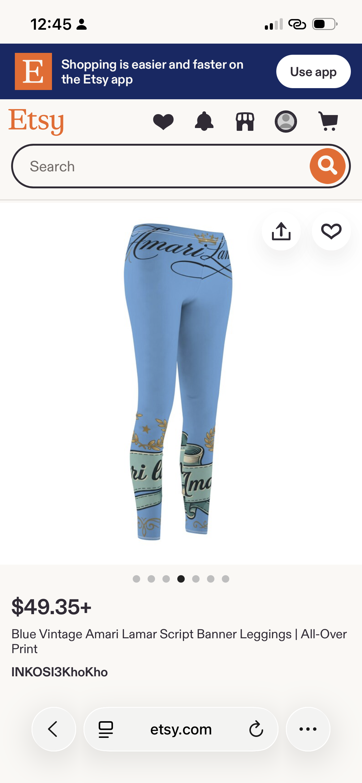 Blue Vintage AMARILAMAR Script Leggings