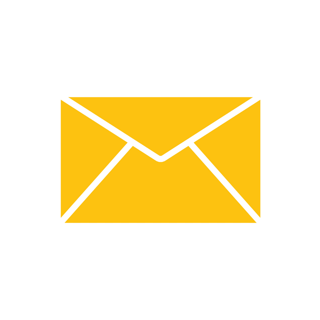Yellow email icon with black outline on a black background.