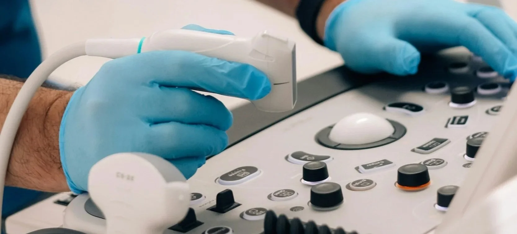 Ultrasound probe used during a diagnostic pet imaging scan at OVDI
