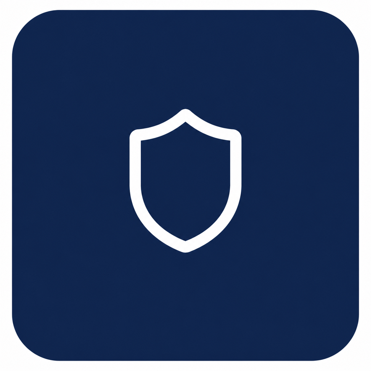 Security shield icon on a blue background with rounded corners.
