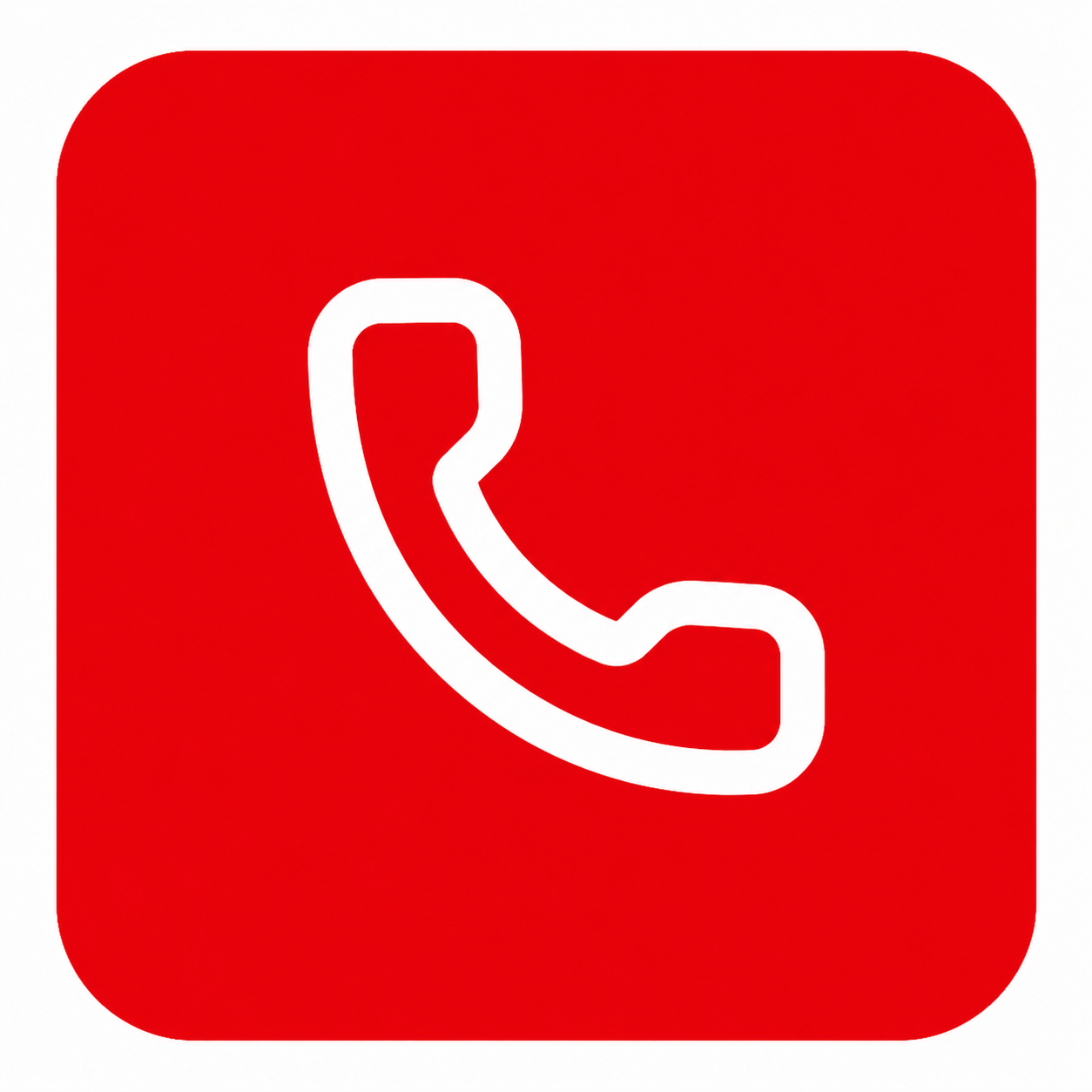 Red square emergency call button icon with a white telephone handset symbol.