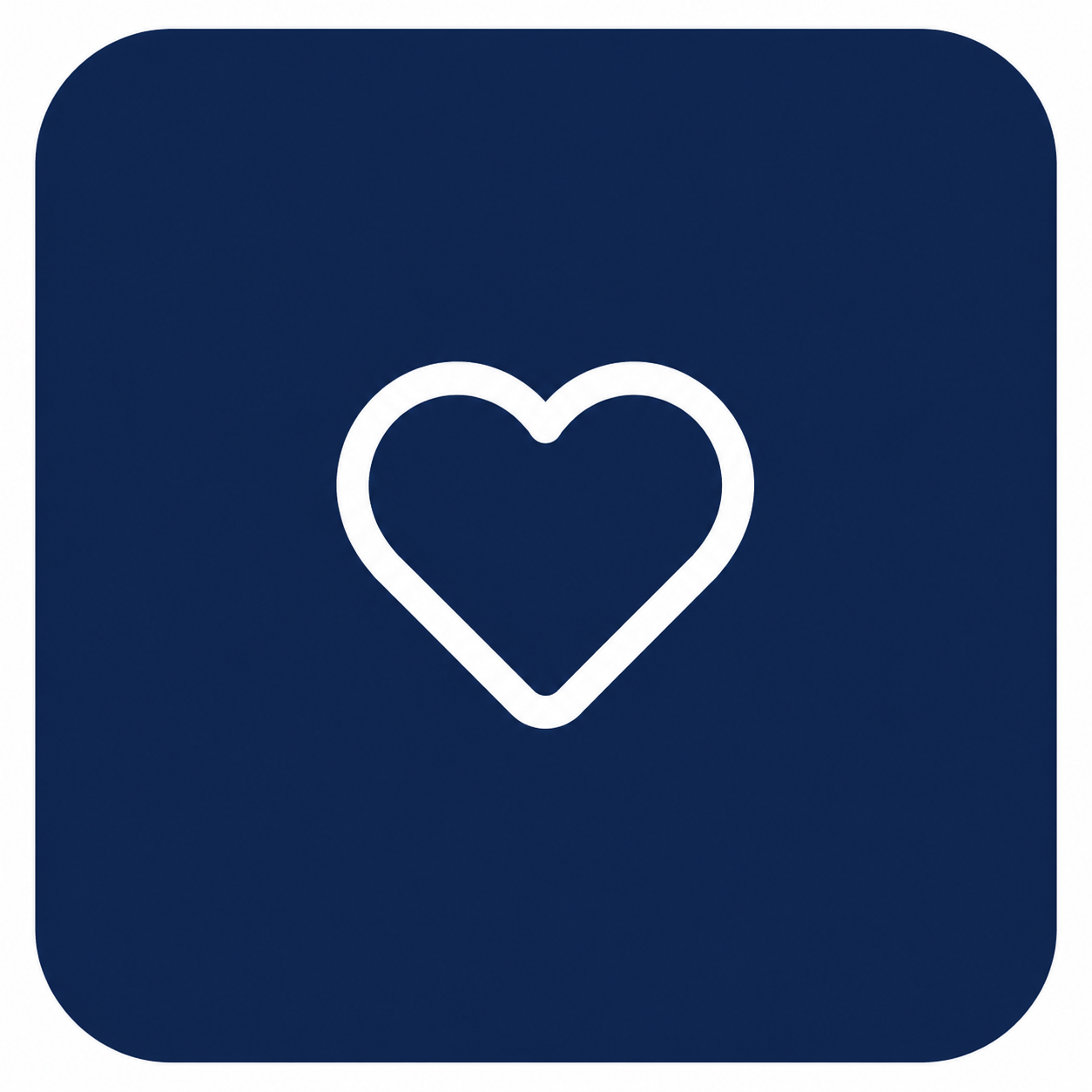 White outline of a heart on a dark blue background.