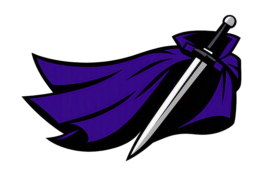 A purple cape with a dagger through it, symbolizing the character Dracula.