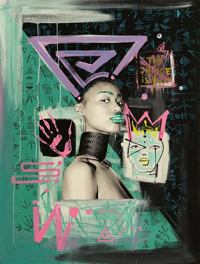 "The Choice is Yours" Photo, acrylic and pastel on canvas