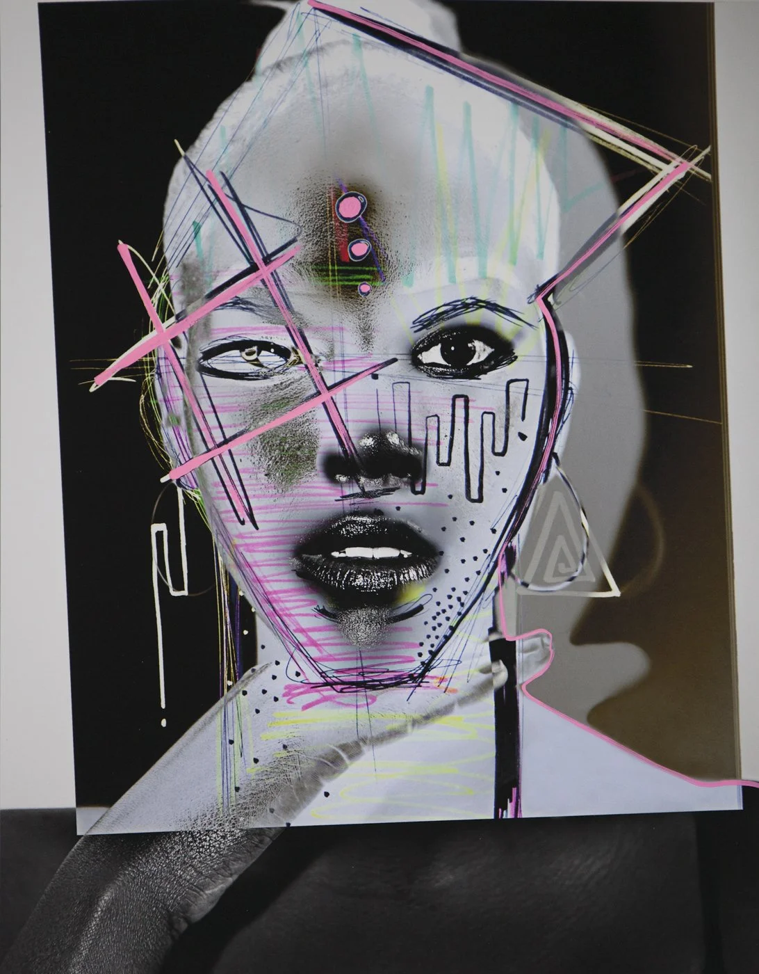 "Love Guard" digitally manipulated photograph with hand painted acrylic details.