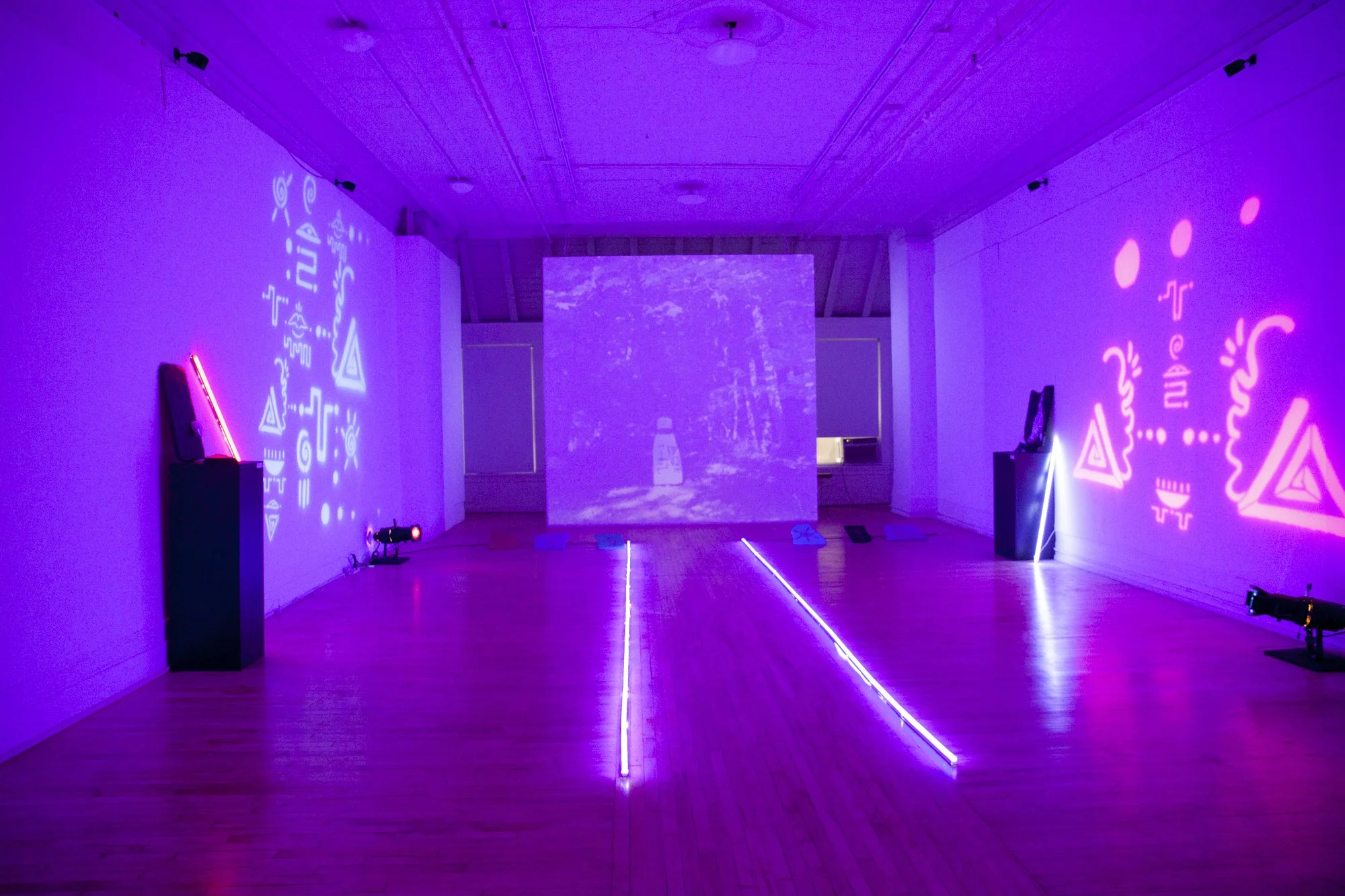 Solo exhibition at Lamama Galleria, NYC with lighting design and projector installation.