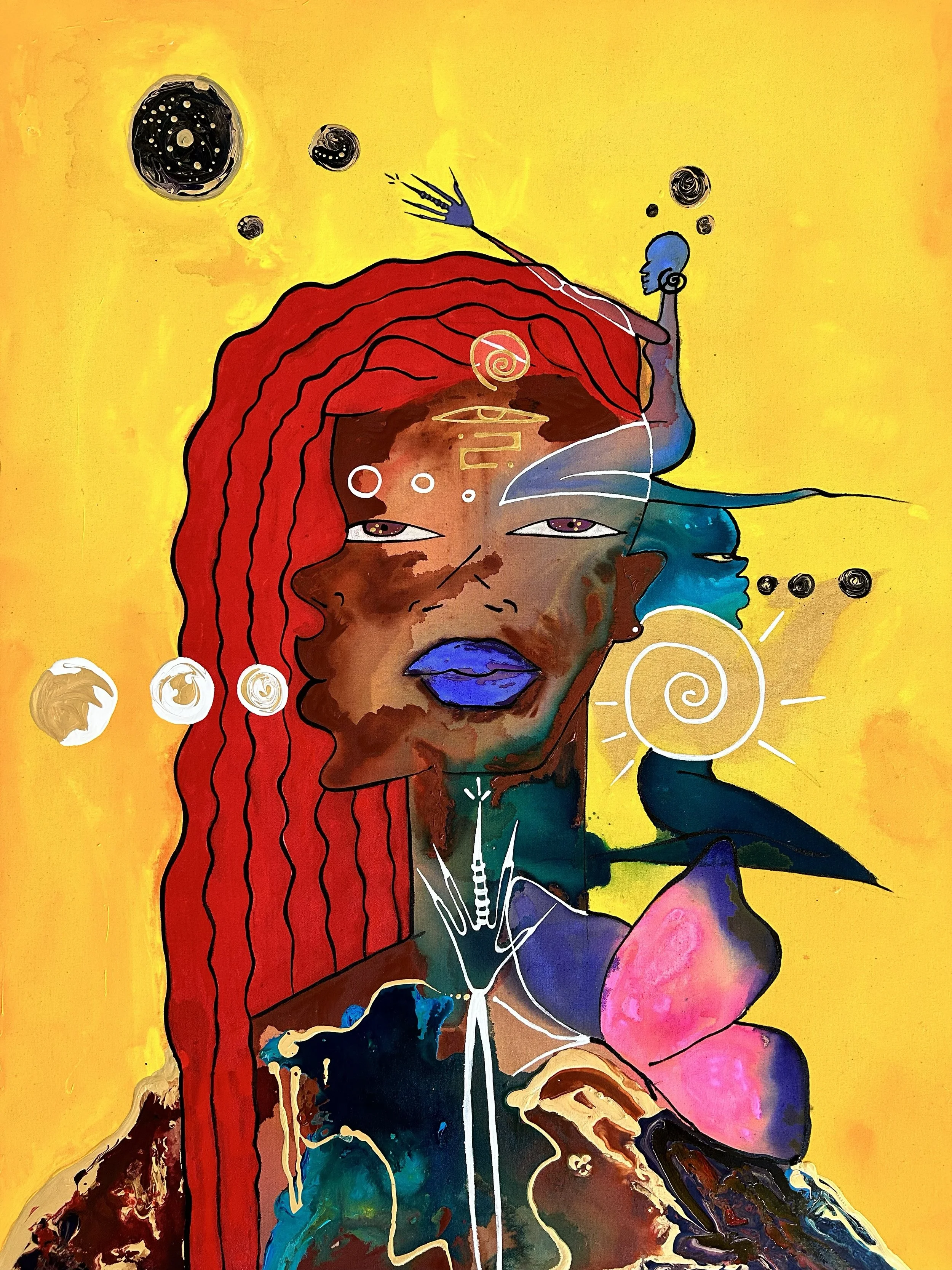 "The Empress" Acrylic and oil stick on canvas