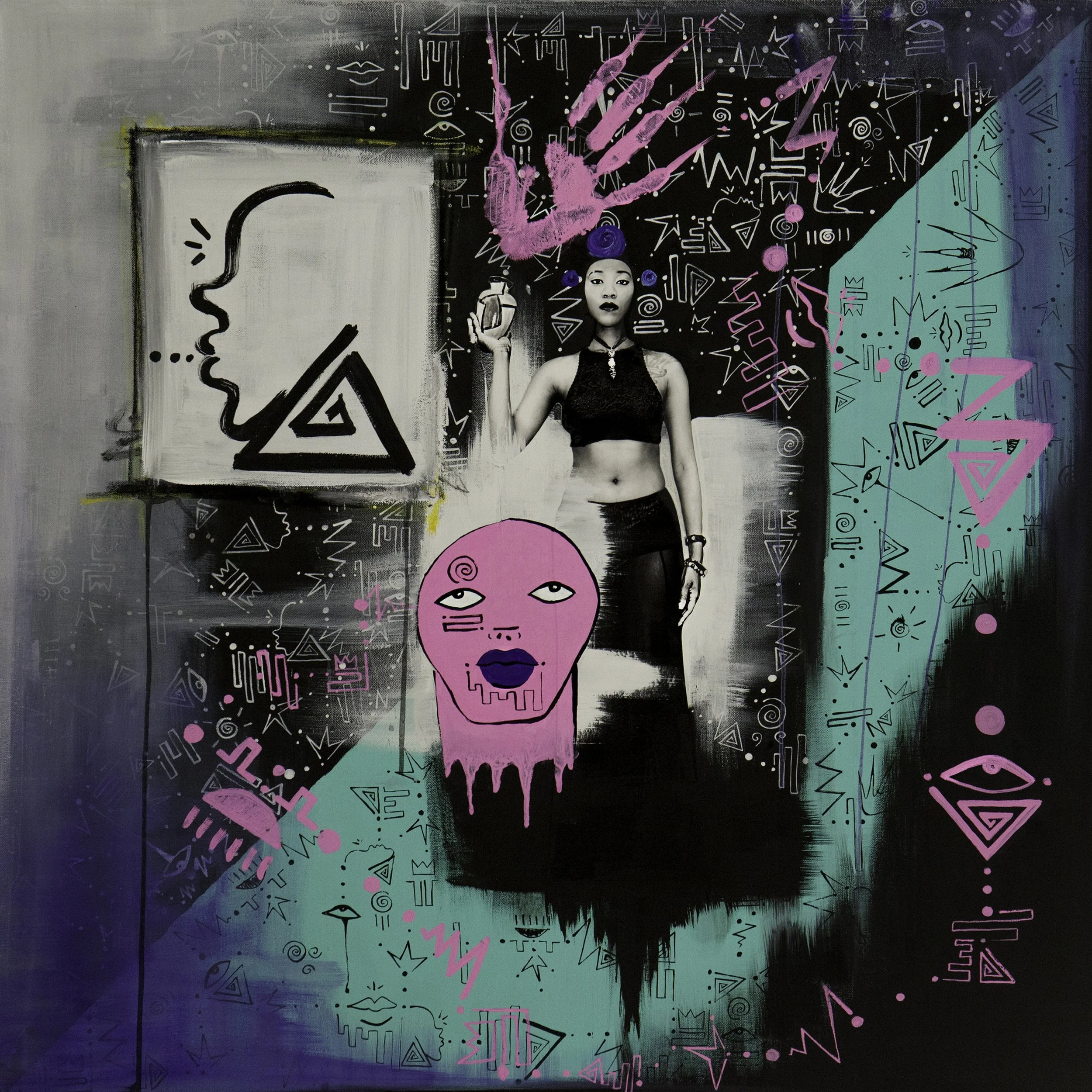 "Conjurer" Photo and acrylic on canvas