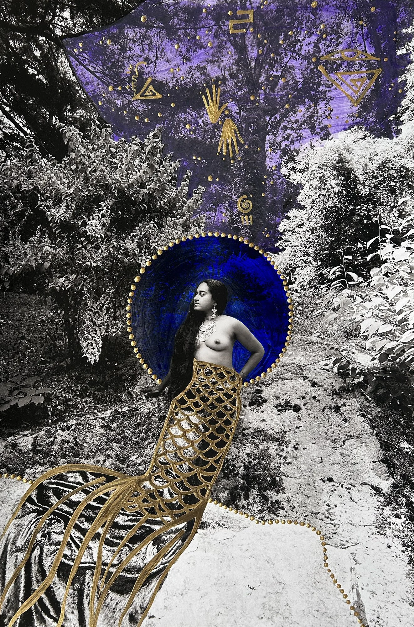 "She Who Returned" Photograph with acrylic hand painted details. 