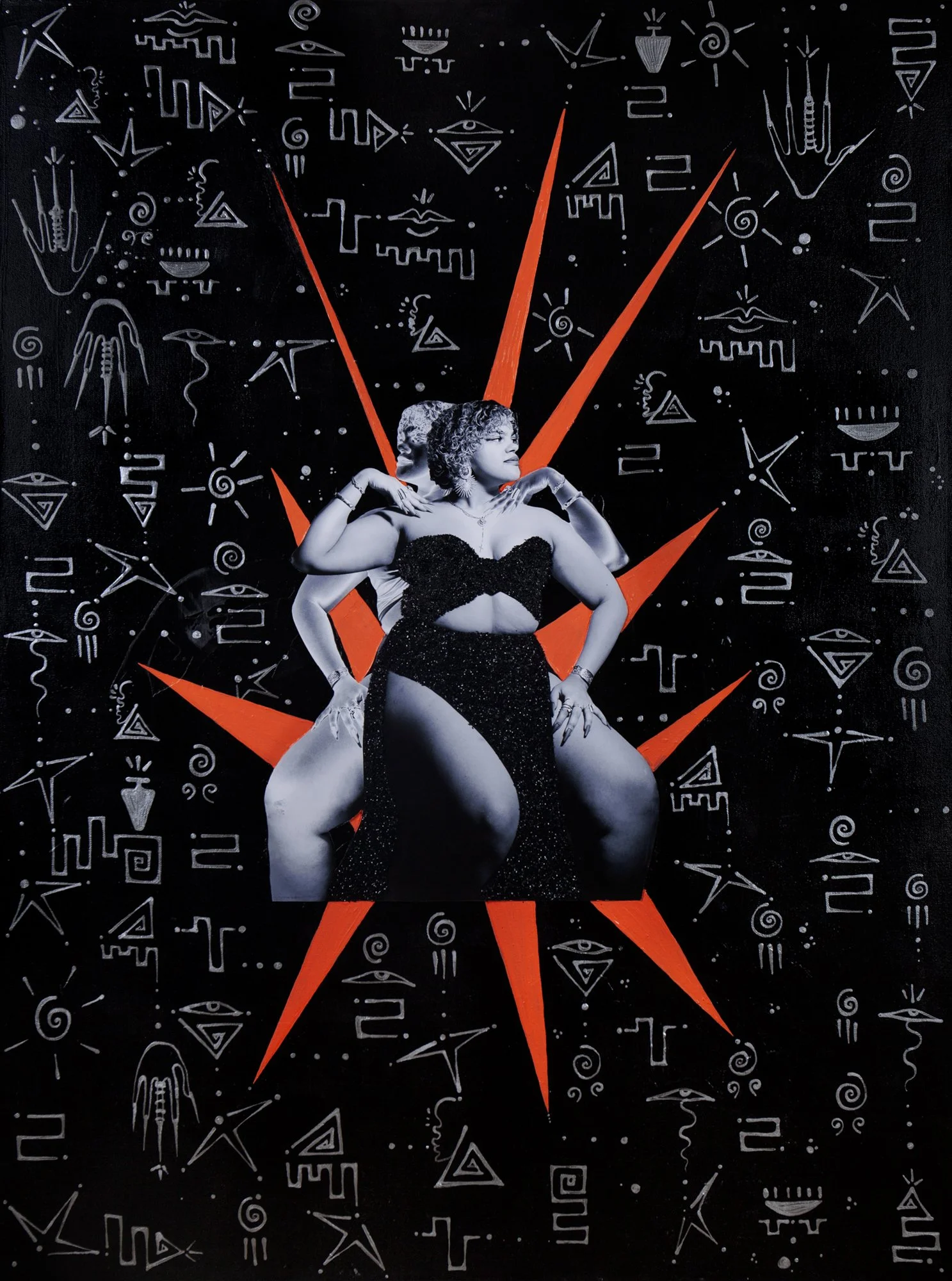 "Sacral Form" Photo, acrylic and mixed media on  canvas.