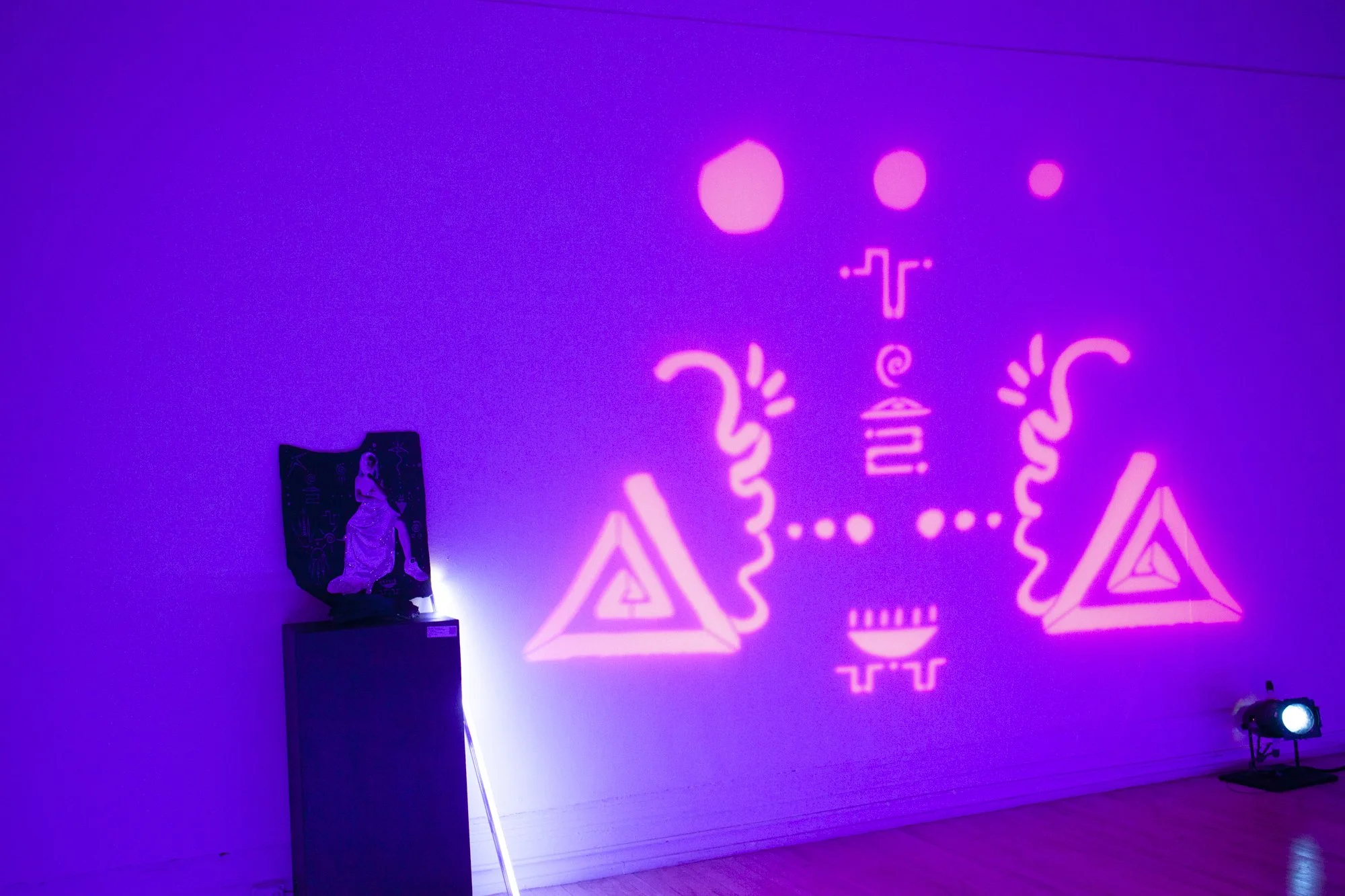 Solo exhibition at Lamama Galleria, NYC with lighting design and projector installation.