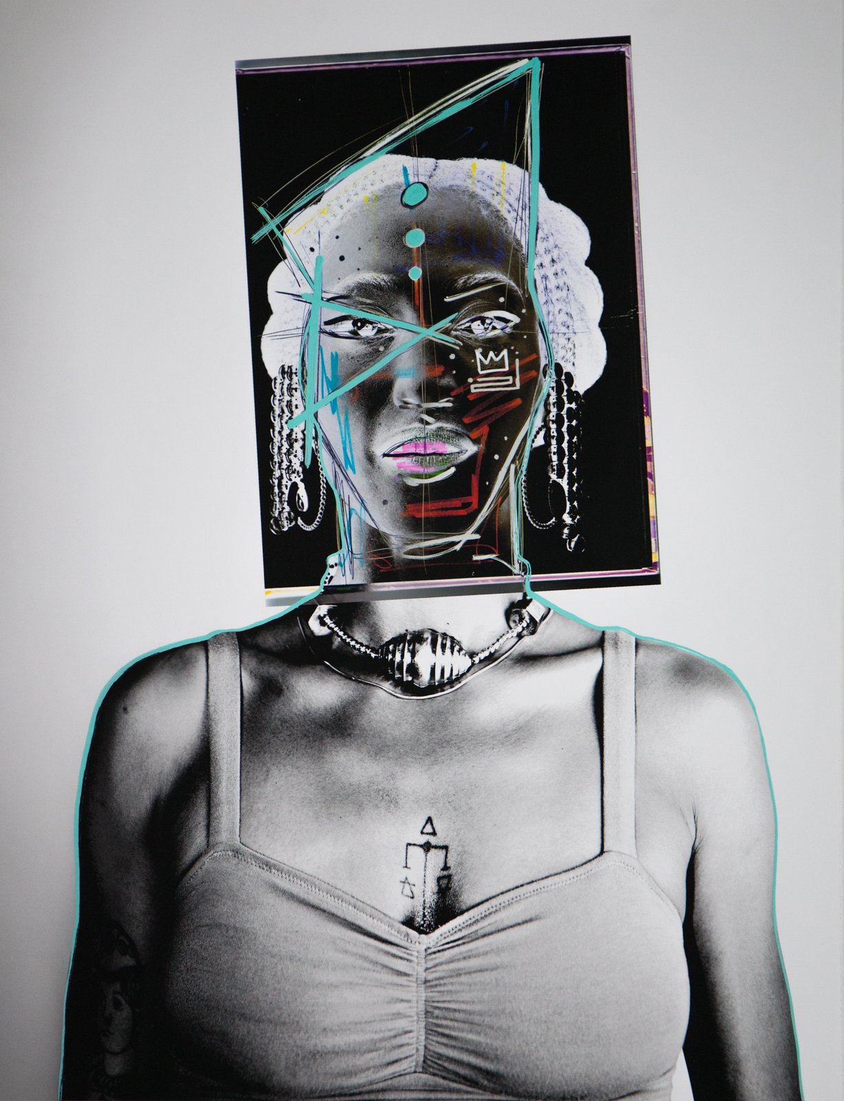 "Truth Whisperer" digitally manipulated photograph with hand painted acrylic details.