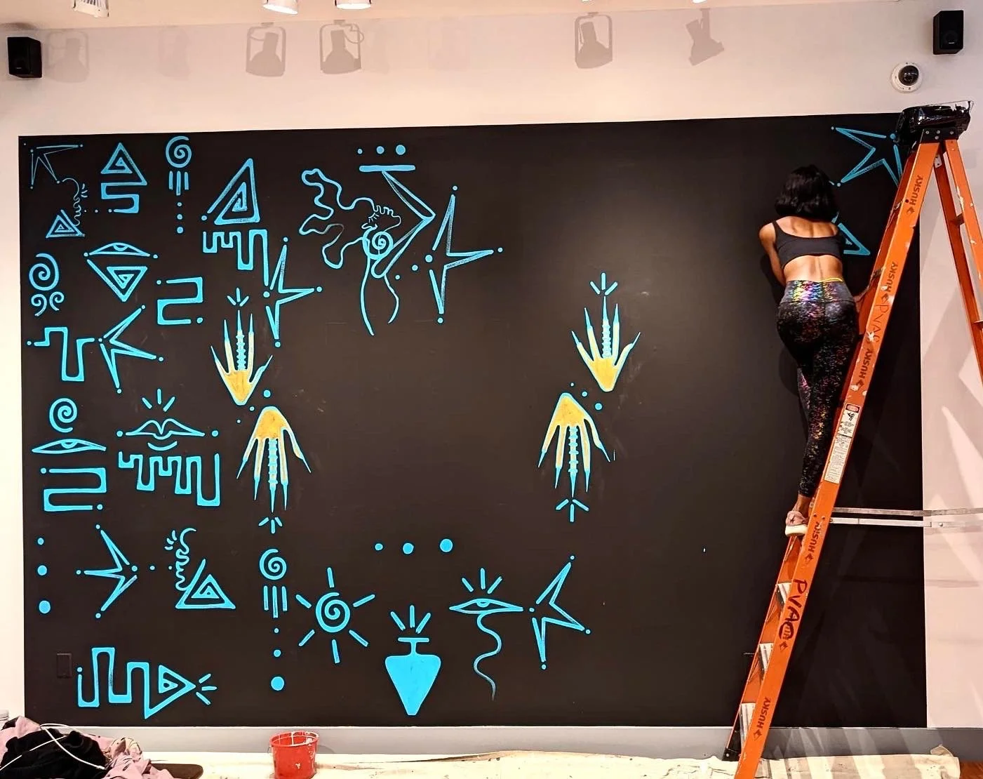 Mural at Duchess Community College installed for solo exhibition.