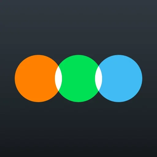 Three overlapping circles in orange, green, and blue on a dark background.