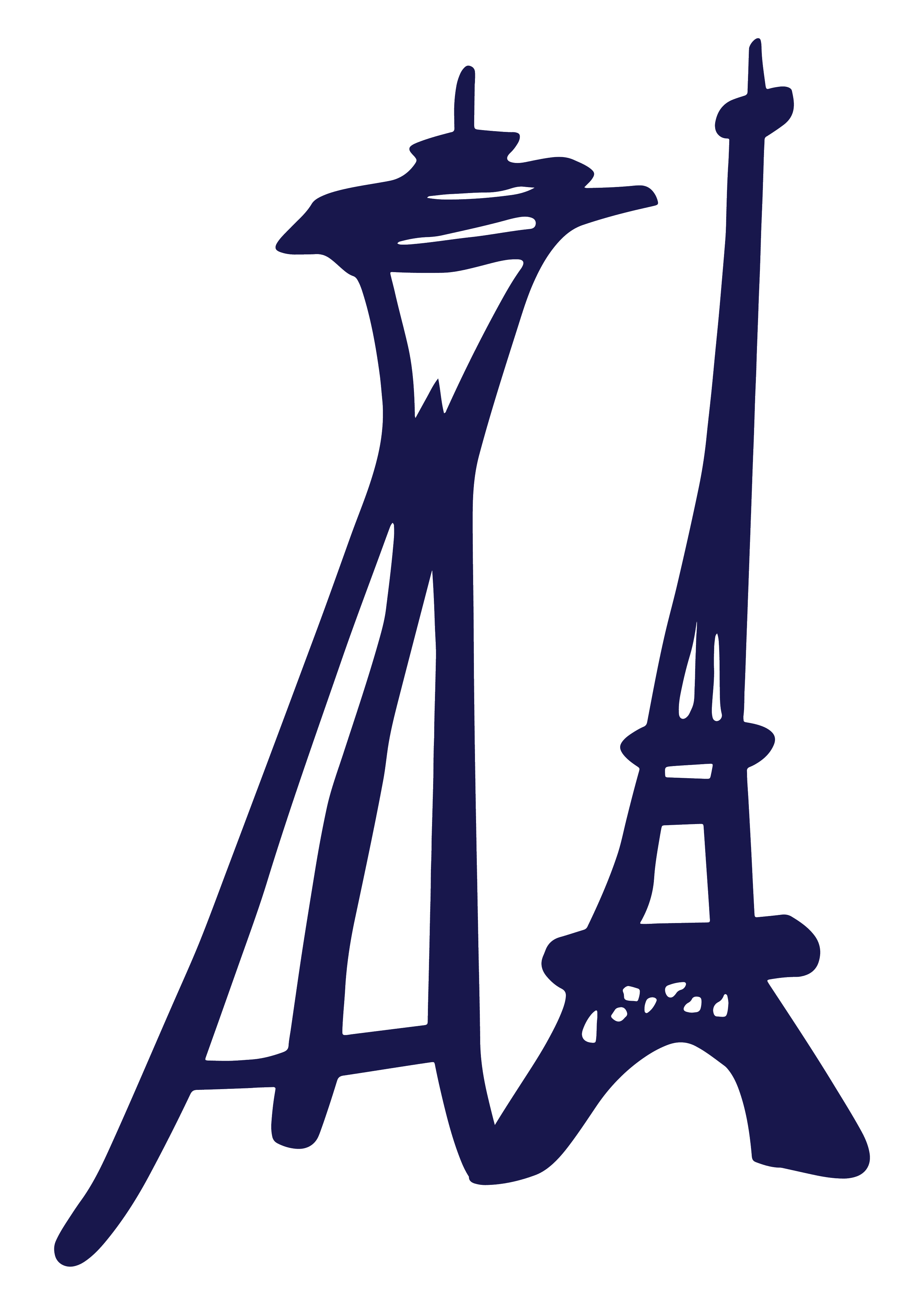 Outline of the Space Needle and Eiffel Tower.
