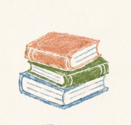 Stack of three closed books with pastel-colored covers
