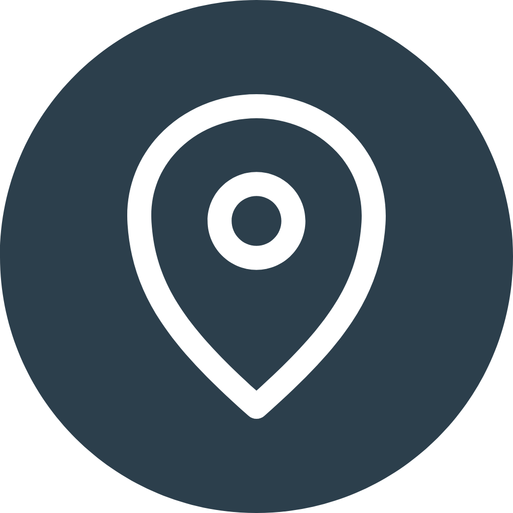 Icon of a map pin location marker, indicating location or navigation.
