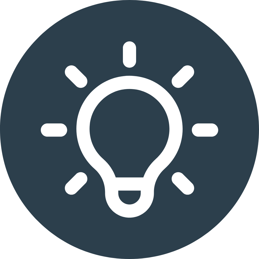 Icon of a light bulb with radiating lines, symbolizing an idea or inspiration.